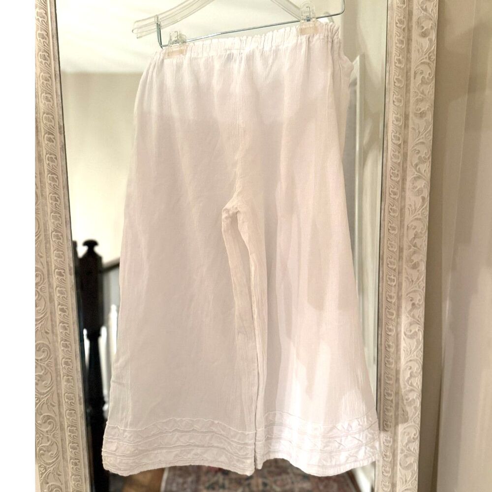 Coastal Boho Oh My Gauze White Cotton Beach Pants Cover Up, cool-lots - Picture 3 of 6